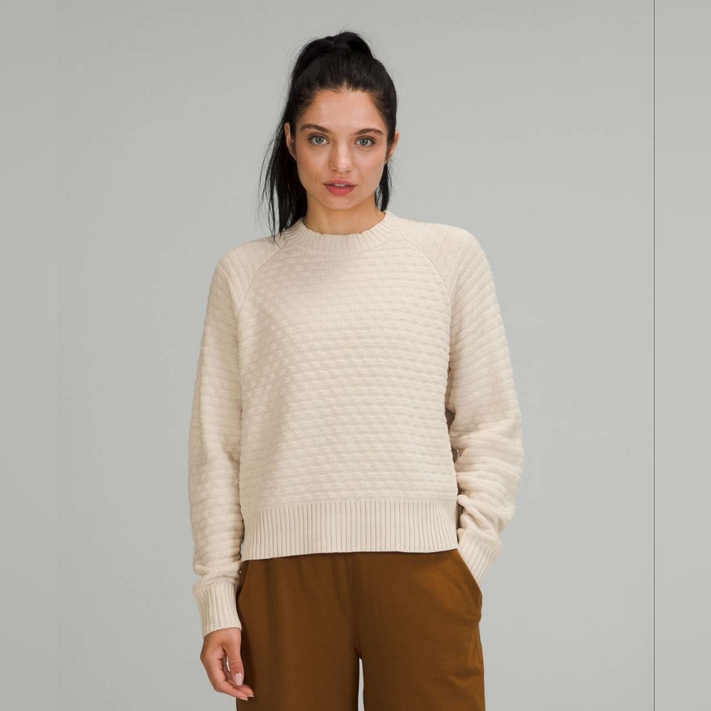 Lululemon Texture Play Crew Sweater | White Opal